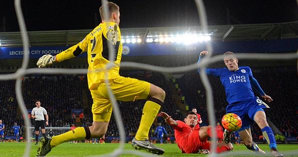 Vardy goal Liverpool
