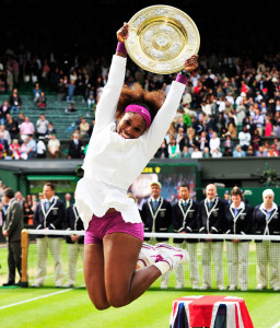 Serena Williams with the wimbledon trophy
